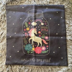 UNICORNS ARE REAL Throw Pillow Cover 17” Square  Unicorn In Jar Bedroom Playroom
